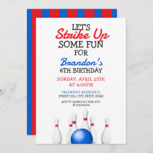 Leuke rode en blauwe Bowling Kids Verjaardag