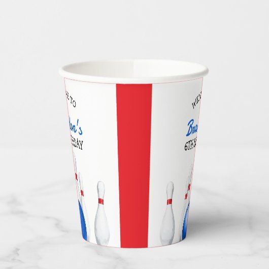 Leuke rode en blauwe Bowling Kids Verjaardag Papieren Bekers (Links)