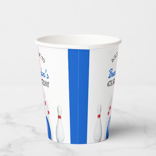 Leuke rode en blauwe Bowling Kids Verjaardag Papieren Bekers (Rechts)