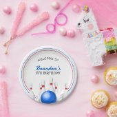 Leuke rode en blauwe Bowling Kids Verjaardag Papieren Bordje (Feest)