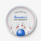 Leuke rode en blauwe Bowling Kids Verjaardag Papieren Bordje (Voorkant)