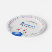 Leuke rode en blauwe Bowling Kids Verjaardag Papieren Bordje (Gekanteld)