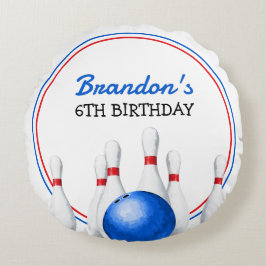 Leuke rode en blauwe Bowling Kids Verjaardag Rond Kussen