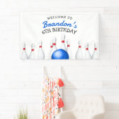Leuke rode en blauwe Bowling Kids Verjaardag Spandoek (Insitu)