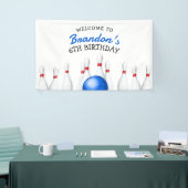 Leuke rode en blauwe Bowling Kids Verjaardag Spandoek (Beurs)
