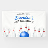 Leuke rode en blauwe Bowling Kids Verjaardag Spandoek (Horizontaal)