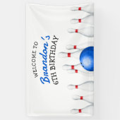 Leuke rode en blauwe Bowling Kids Verjaardag Spandoek (Verticaal)