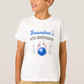 Leuke rode en blauwe Bowling Kids Verjaardag T-shirt (Voorkant)