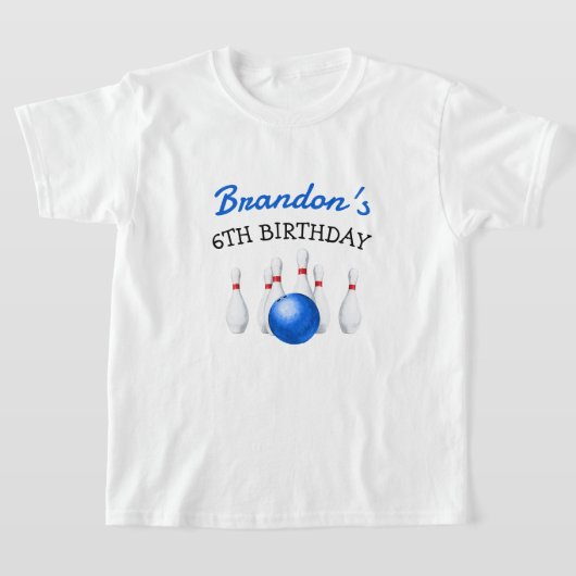Leuke rode en blauwe Bowling Kids Verjaardag T-shirt (Laagn)