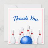 Leuke rode en blauwe bowling kinderverjaardag bedankkaart (Voorkant)
