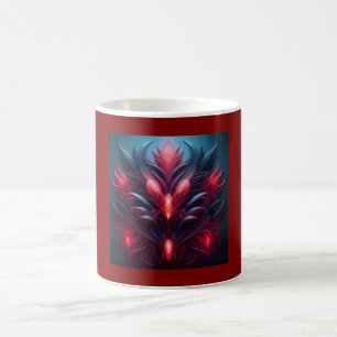 Leuke Rode en Blauwe Fractal Met Een Bloemige Hint Koffiemok