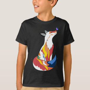 Leuke rode en gele vos en leuke vlinder t-shirt