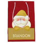 Leuke rode en gouden kerstthema medium cadeauzakje (Voorkant)