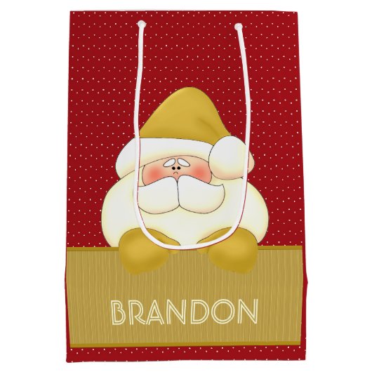 Leuke rode en gouden kerstthema medium cadeauzakje (Achterkant)