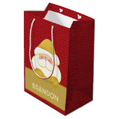 Leuke rode en gouden kerstthema medium cadeauzakje (Achterkant Gekanteld)