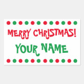 Leuke rode en groene bollen Merry Christmas cadeau Rechthoekige Sticker (Voorkant)