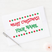 Leuke rode en groene bollen Merry Christmas cadeau Rechthoekige Sticker (Envelop)