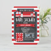 Leuke, rode en witte Fire Truck Boy Baby shower Kaart (Staand voorkant)