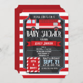 Leuke, rode en witte Fire Truck Boy Baby shower Kaart (Voorkant / Achterkant)