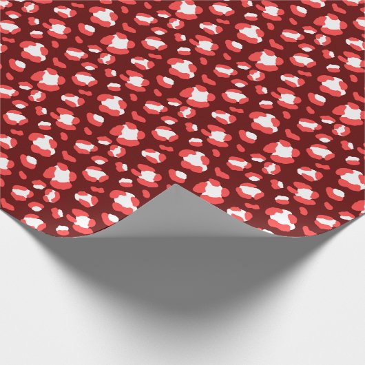 Leuke rode en witte kerst luipaard print cadeaupapier (Hoek)