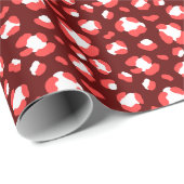 Leuke rode en witte kerst luipaard print cadeaupapier (Rol Hoek)