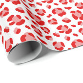 Leuke rode en witte kerst luipaard print cadeaupapier (Rol Hoek)