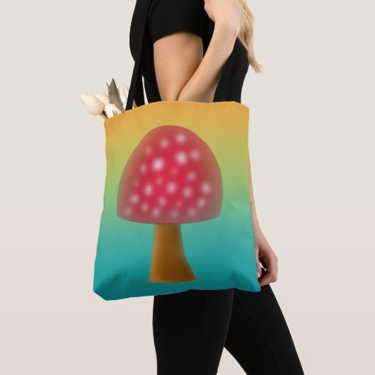 Leuke rode en witte paddenstoel kunst tote bag (Dichtbij)