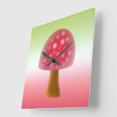 Leuke rode en witte paddenstoel kunst vierkante klok (Hoek)