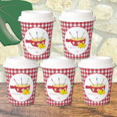 Leuke rode en witte papieren bekers met Fondue Pot
