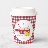 Leuke rode en witte papieren bekers met Fondue Pot (Voorkant)
