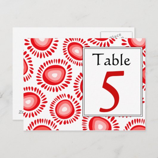 Leuke rode funky bloem Tafel Nummer Ansichtkaart Briefkaart (Voorkant / Achterkant)