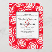 Leuke rode funky bloemen huwelijksuitnodiging kaart (Voorkant / Achterkant)