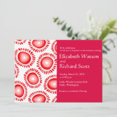 Leuke rode funky bloemen huwelijksuitnodiging kaart (Staand voorkant)