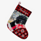 Leuke rode geruite aangepaste hondennaam grote kerstsok (Voorkant (Hangend))