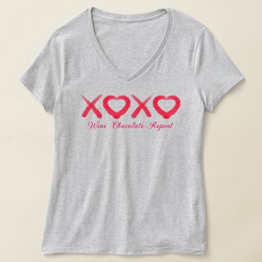 Leuke rode gestresste XOXO liefde kussen wijn choc T-shirt (Laagn)