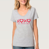 Leuke rode gestresste XOXO liefde kussen wijn choc T-shirt (Voorkant)