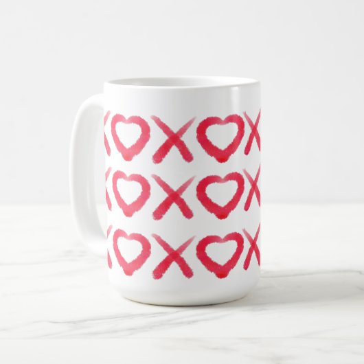 Leuke rode gestresste XOXO liefdeskusjes Koffiemok (Voorkant links)