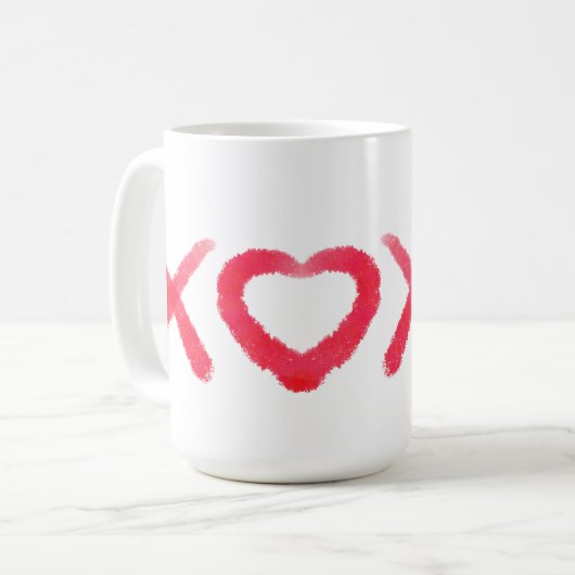 Leuke rode gestresste XOXO liefdeskusjes Koffiemok (Voorkant links)