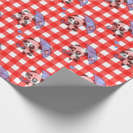 Leuke rode Gingham Check Cadeaupapier (Hoek)