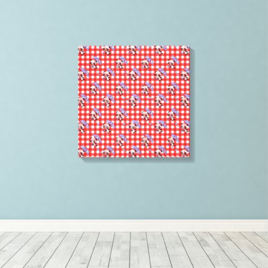 Leuke rode Gingham Check Canvas Afdruk (Insitu (Houten vloer))