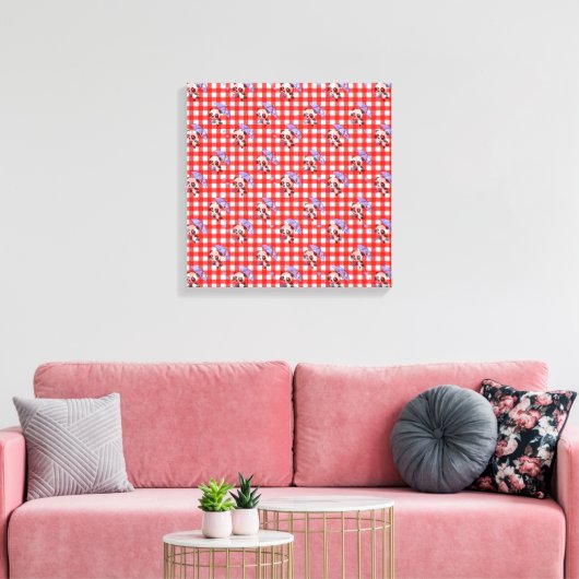 Leuke rode Gingham Check Canvas Afdruk (Insitu (Woonkamer))