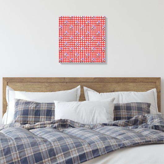 Leuke rode Gingham Check Canvas Afdruk (Insitu (Slaapkamer))