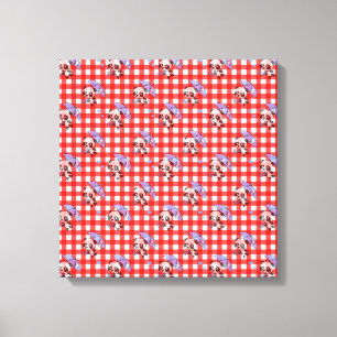 Leuke rode Gingham Check Canvas Afdruk
