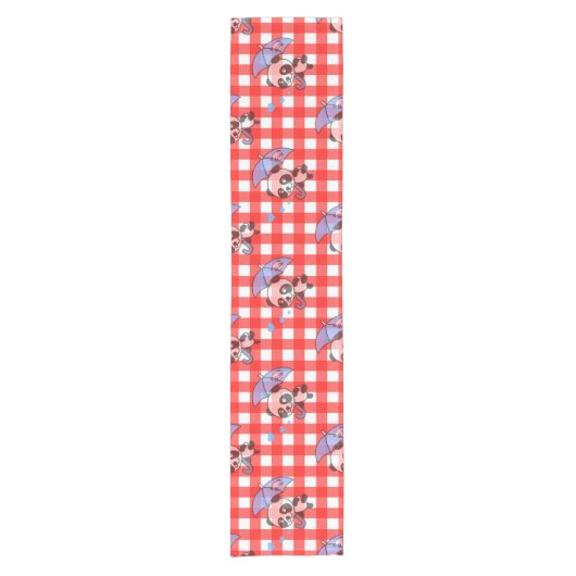 Leuke rode Gingham Check Korte Tafelloper (Voorkant)