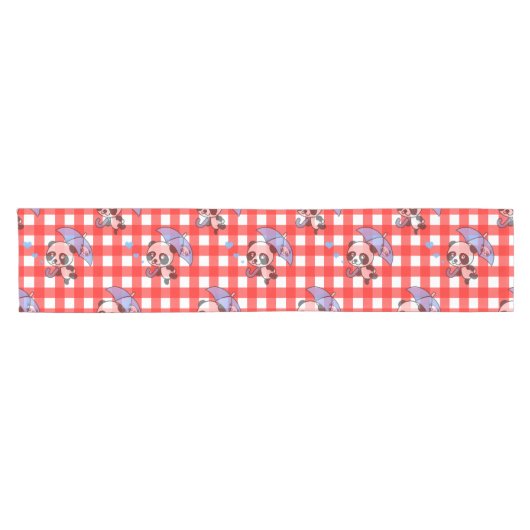 Leuke rode Gingham Check Korte Tafelloper (Horizontaal)