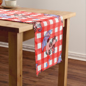 Leuke rode Gingham Check Korte Tafelloper (Voorbeeld)