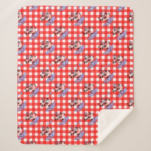 Leuke rode Gingham Check Sherpa Deken (Voorkant)