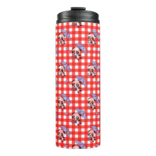 Leuke rode Gingham Check Thermosbeker