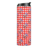 Leuke rode Gingham Check Thermosbeker (Gedraaid links)