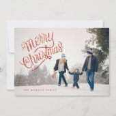 Leuke rode glitter vrolijke kerst foto vakantie Ka Feestdagenkaart (Voorkant)